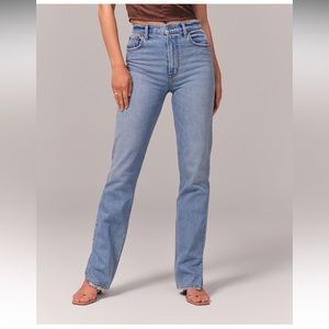 Abercrombie & Fitch high rise straight jean with vent hem